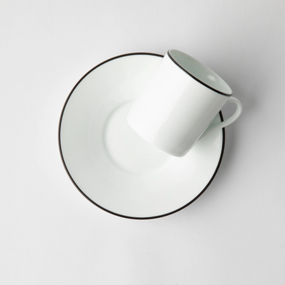 JENNA CLIFFORD - Premium Porcelain Espresso Cup & Saucer With Black Band (Set of 4)