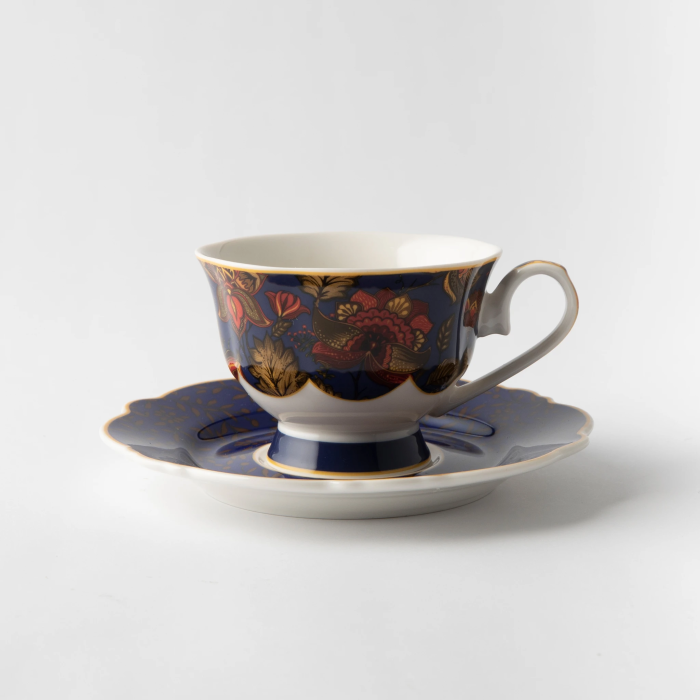 JENNA CLIFFORD - Blue Fern Cup & Saucer in Gift Box