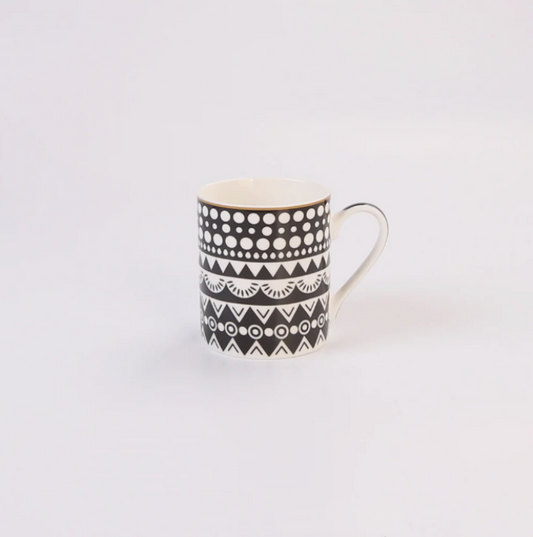 JENNA CLIFFORD - Black Rose Mug Set of 4 in Gift Box