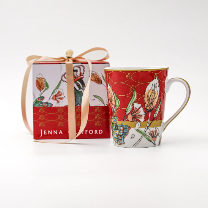 JENNA CLIFFORD - Peacock Coffee Mug - Red