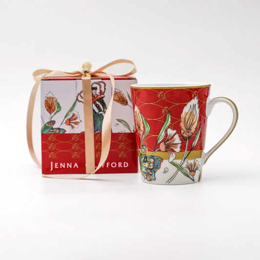 JENNA CLIFFORD - Peacock Coffee Mug - Red