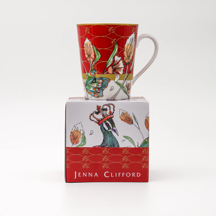JENNA CLIFFORD - Peacock Coffee Mug - Red