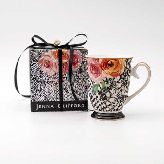 JENNA CLIFFORD - Peach Rose Mug in Gift Box