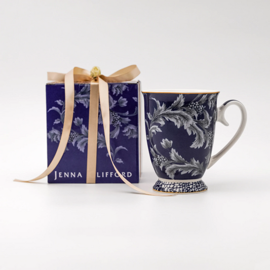 JENNA CLIFFORD - Blue Leaf Coffee Mug in Gift Box
