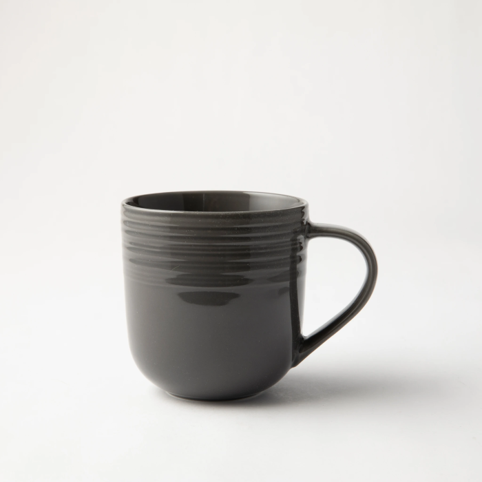 JENNA CLIFFORD - Embossed Lines Coffee Mug - Dark Grey (Set of 4)
