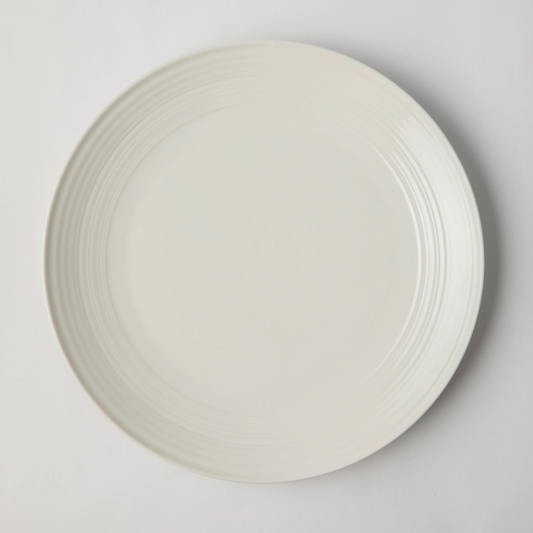 JENNA CLIFFORD - Embossed Lines Dinner Plate - Cream White (Set of 4)