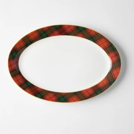 JENNA CLIFFORD - Red Tartan Oval Platter 35.5cm