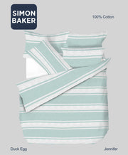 Simon Baker | Jennifer Printed 100% Cotton Duvet Cover Sets - Duck Egg
