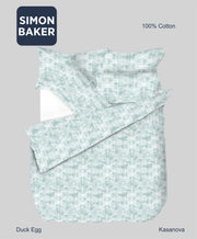 Simon Baker | Kasanova Printed 100% Cotton Duvet Cover Sets - Duck Egg