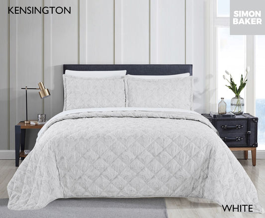 Simon Baker | Kensington Bedspread - White (Various Sizes)