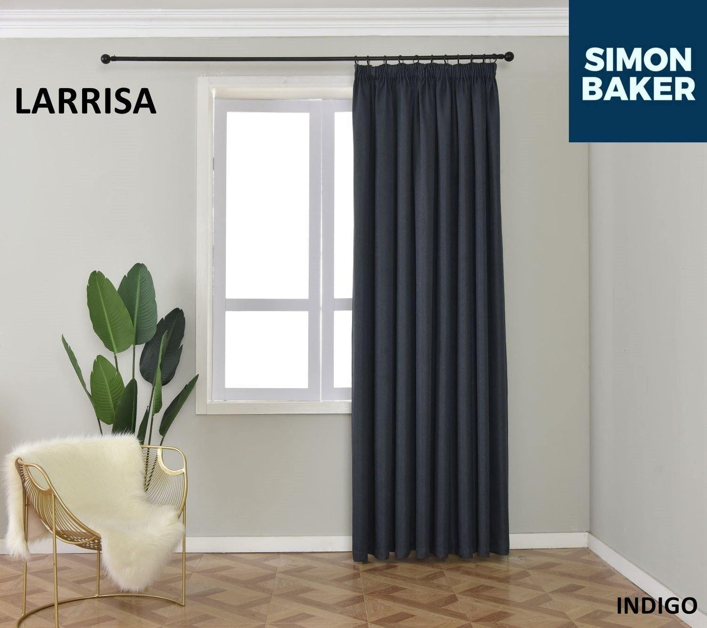 Simon Baker | Larissa Tape Indigo Curtain (Various Lengths)