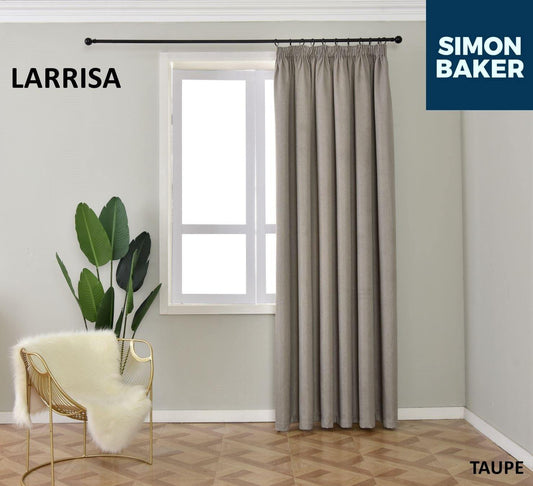 Simon Baker | Larissa Tape Taupe Curtain (Various Lengths)
