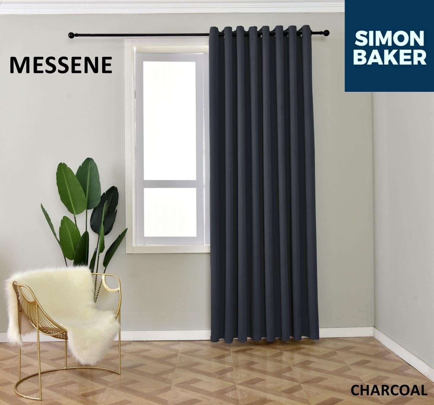 Simon Baker | Messene Eyelet Charcoal Curtain (Various Lengths)