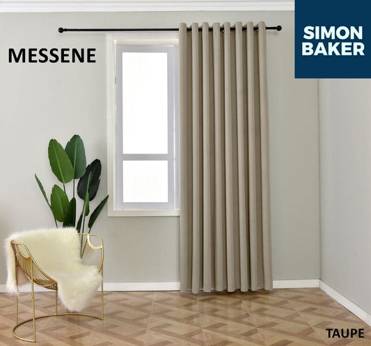 Simon Baker | Messene Eyelet Taupe Curtain (Various Lengths)