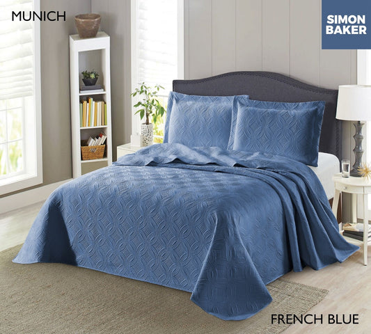 Simon Baker | Munich Bedspread French Blue (Various Sizes)