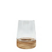 Candle Holder | Tapered Cylinder with Wooden Base 16cm × 14cm