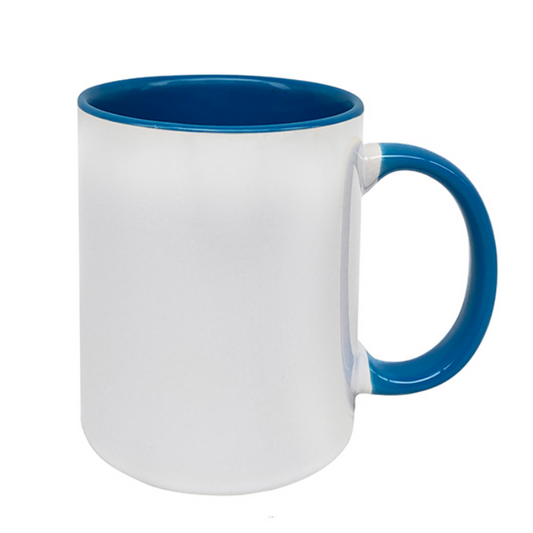Standard 325ml Sublimation Mug White Outside/Blue Inside & Handle (Set of 6)