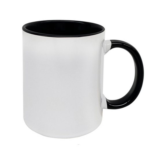 Standard 325ml Sublimation Mug White Outside/Black Inside & Handle (Set of 6)