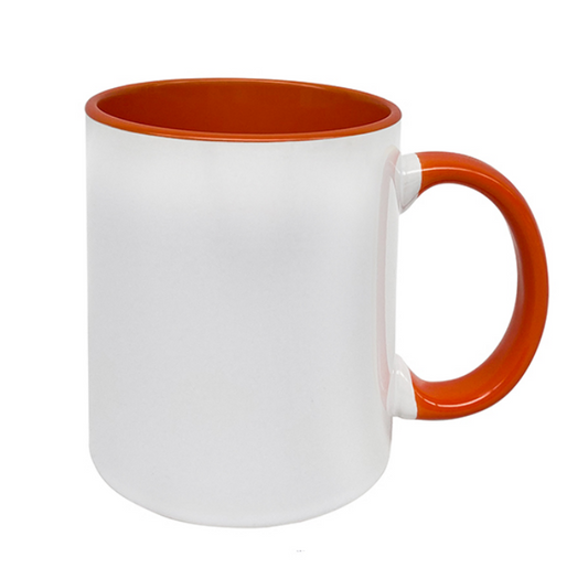 Standard 325ml Sublimation Mug White Outside/Orange Inside & Handle (Set of 6)