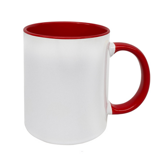 Standard 325ml Sublimation Mug White Outside/Red Inside & Handle (Set of 6)