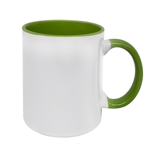 Standard 325ml Sublimation Mug White Outside/Green Inside & Handle (Set of 6)