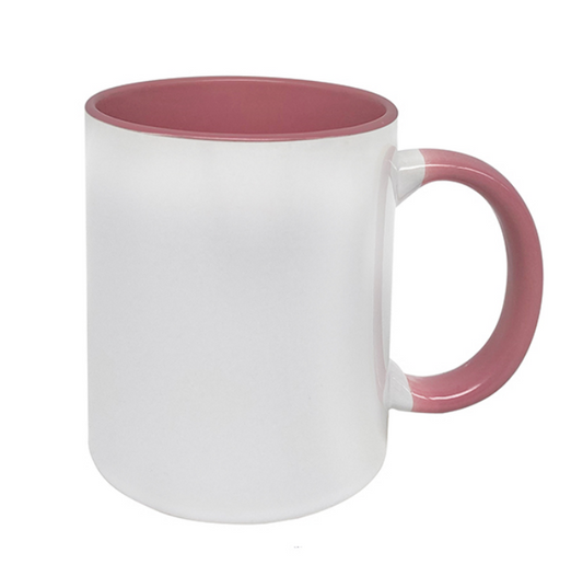 Standard 325ml Sublimation Mug White Outside/Pink Inside & Handle (Set of 6)