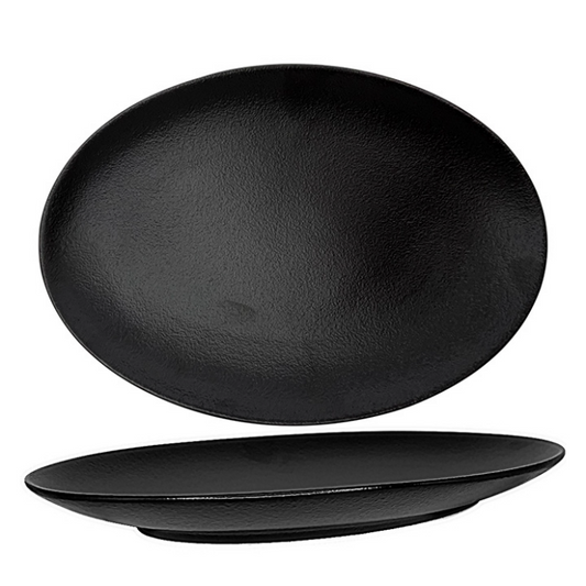 Nova Urban Texture Black Oval Plate 30cm (Set of 6)