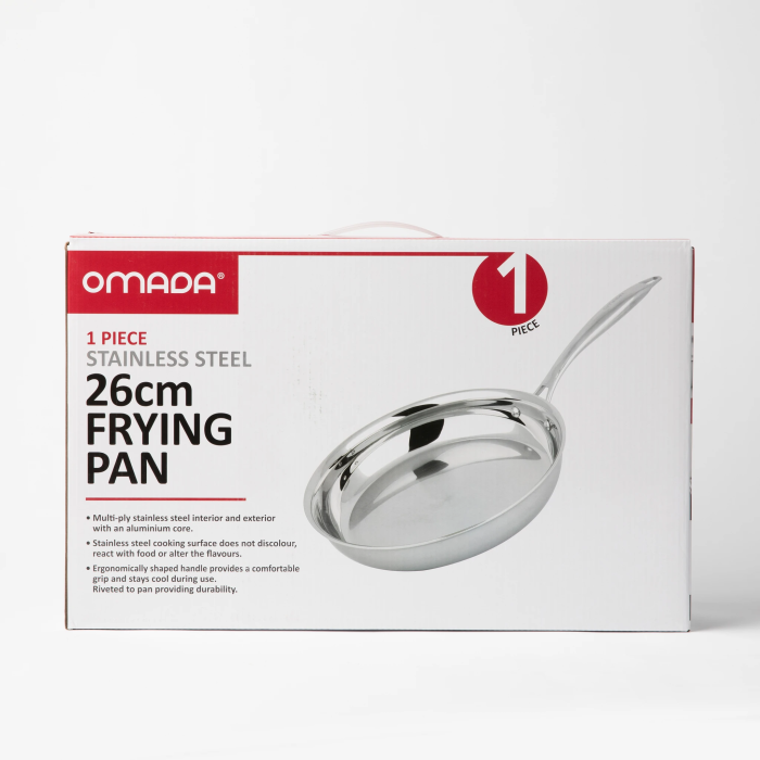 OMADA - 26cm Frying Pan Stainless Steel Without Coating