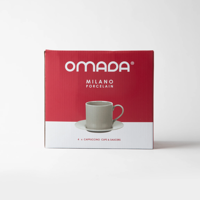 OMADA Maxim Cappuccino C&S 4pce Set in gift box - Light Grey