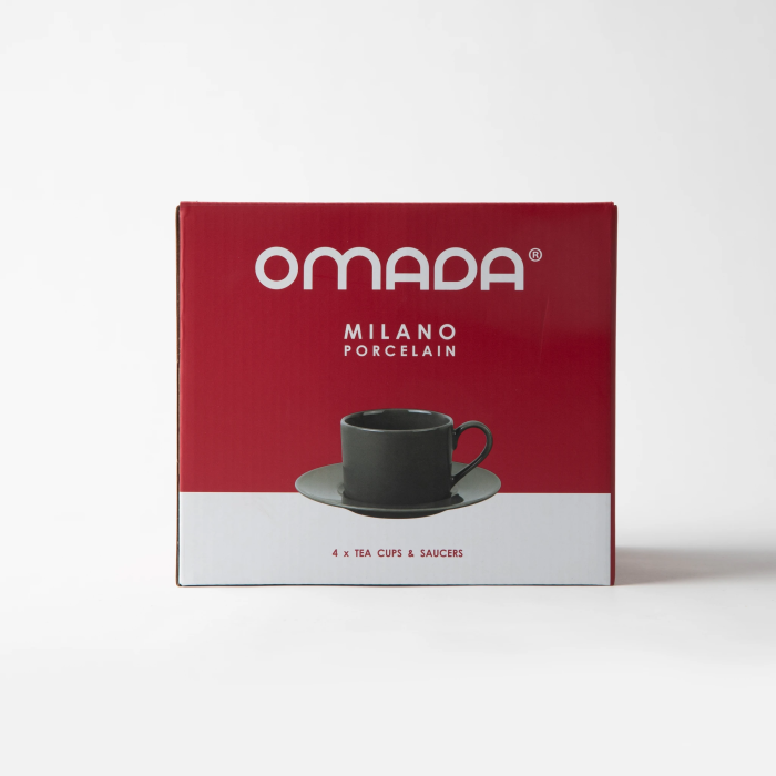 OMADA - Maxim Cup & Saucer 4pce in gift box - Dark Grey