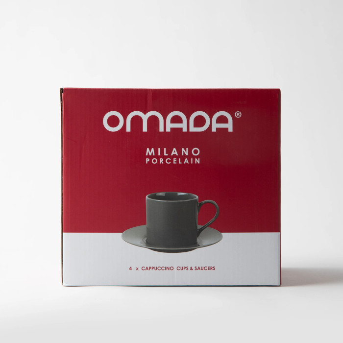 OMADA Maxim Cappuccino C&S 4pce Set in gift box - Dark Grey