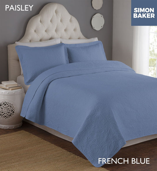 Simon Baker | Paisley Bedspread French Blue (Various Sizes)
