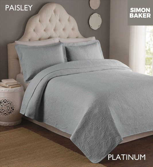 Simon Baker | Paisley Bedspread Platinum (Various Sizes)