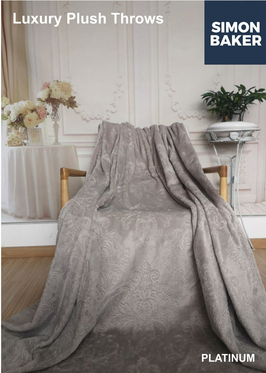 Luxury Plush Embossed Blanket Platinum