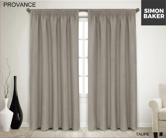 Simon Baker | Provance Tape Curtain Taupe (Various Lengths)