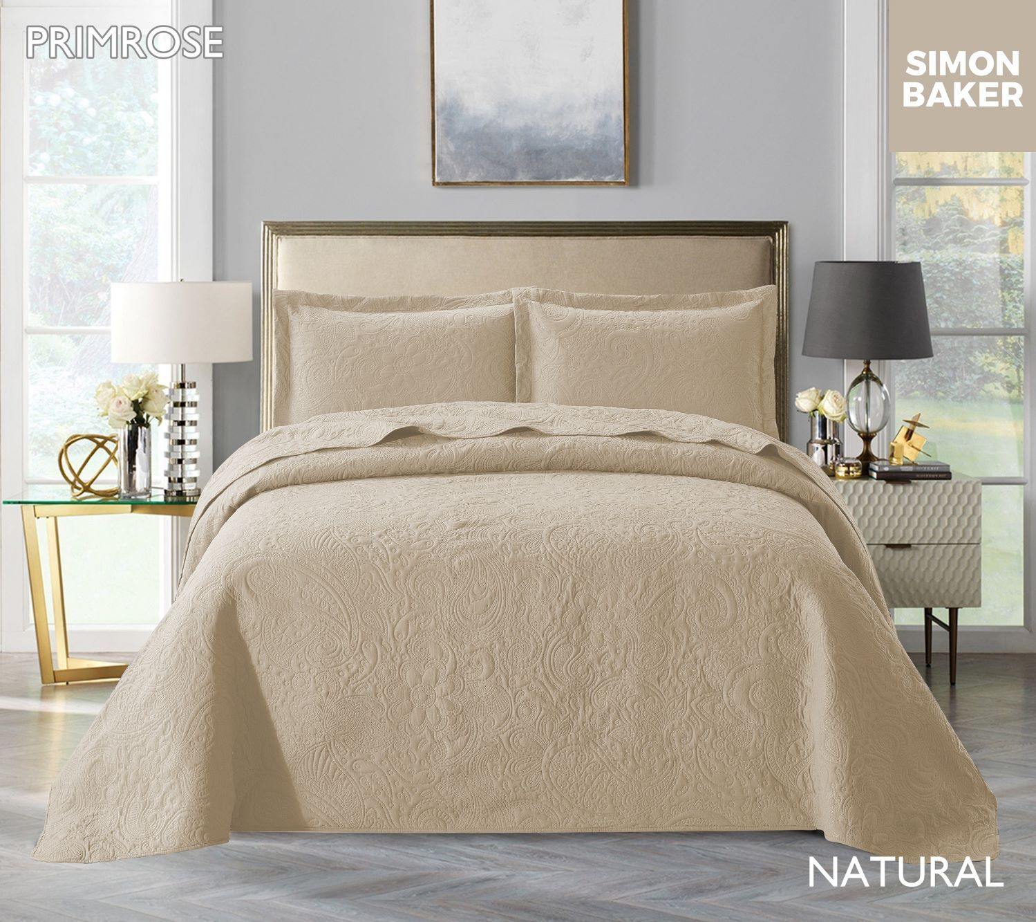 Simon Baker | Primrose Quilted Bedspread Natural (Various Sizes)