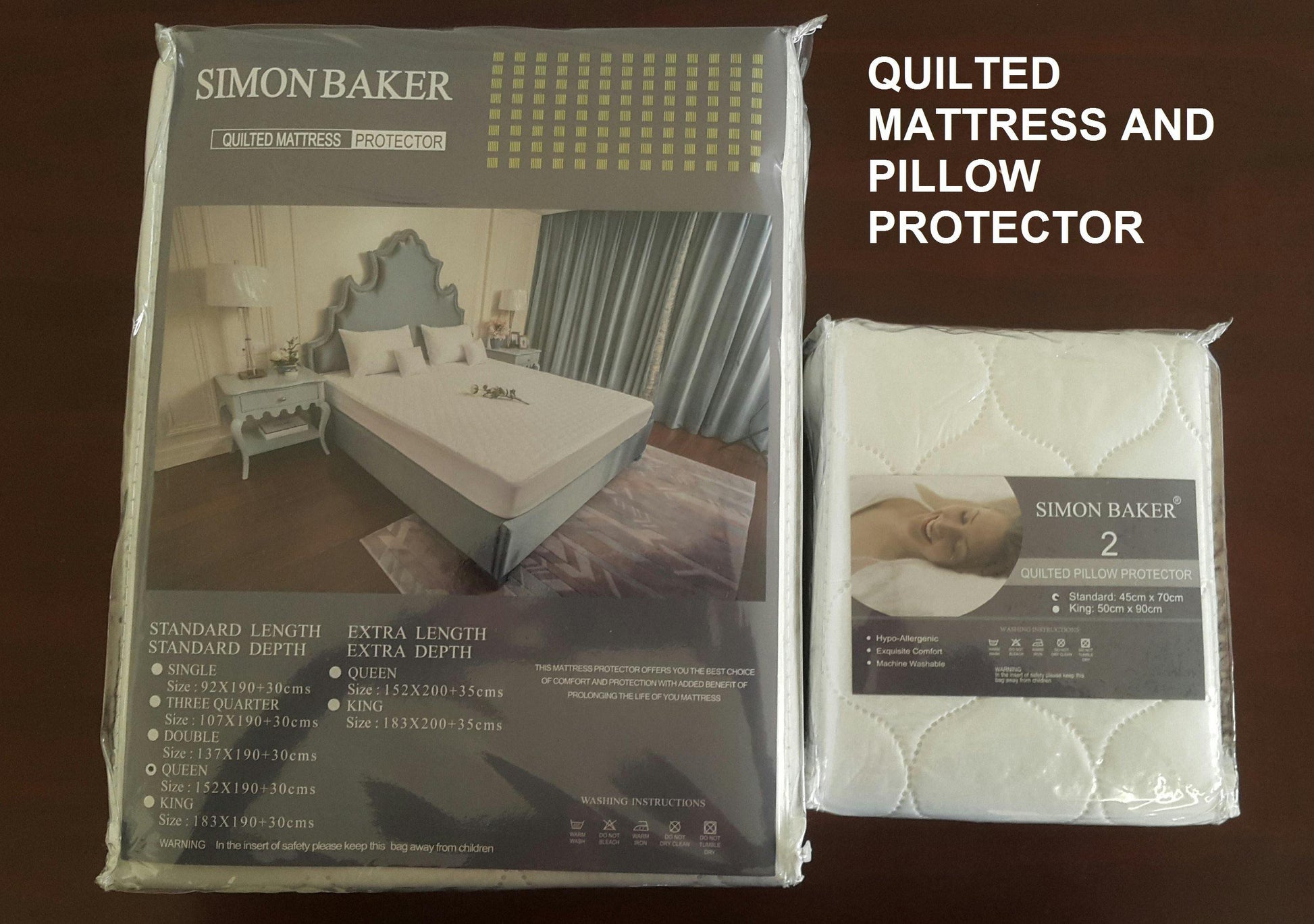 Simon Baker | Quilted (Non Waterproof) Standard Mattress & Pillow Protectors 