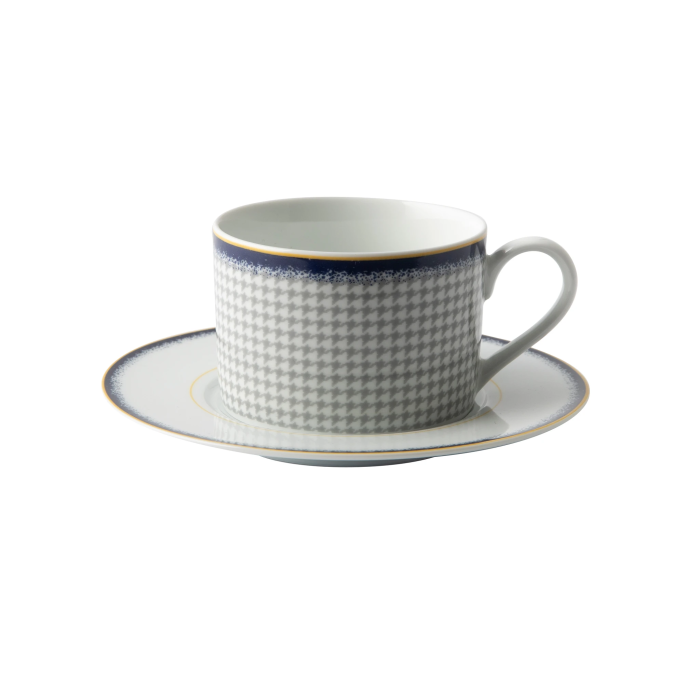 GALATEO - Blue Check Tea Cup & Saucer