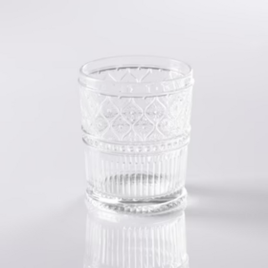GALATEO - Deco Hand Pressed Tumbler Glass Set of 4