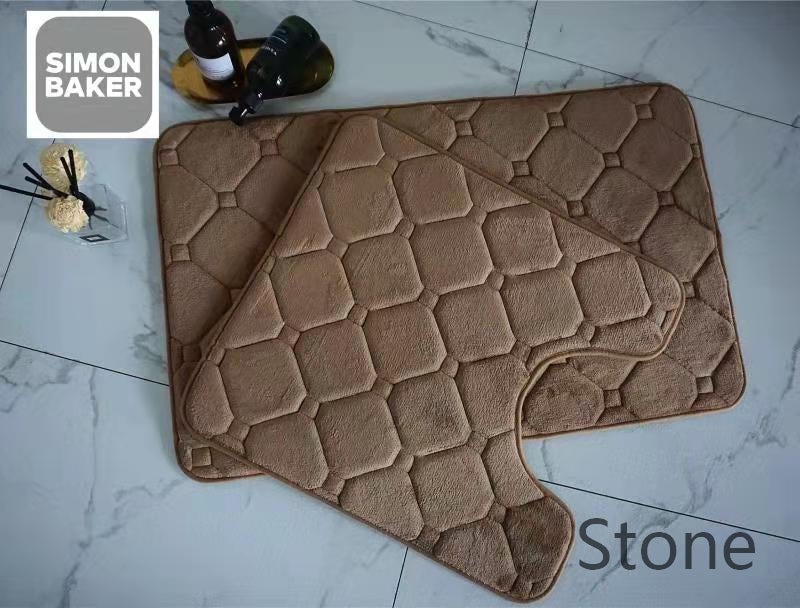 Simon Baker | 2PC Memory Foam Bath Mat Set - Stone