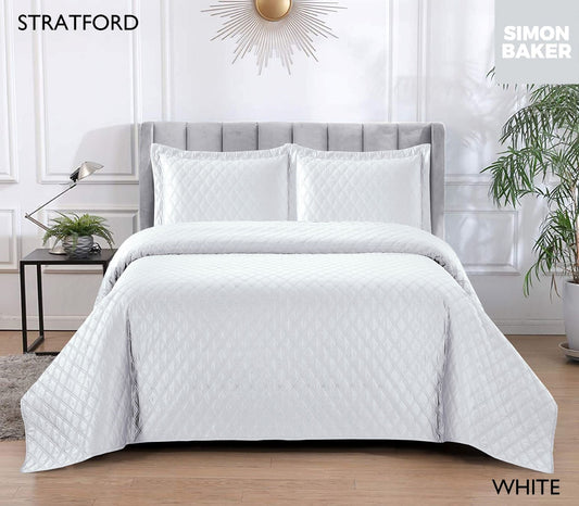Simon Baker | Stratford Bedspread - White (Various Sizes)