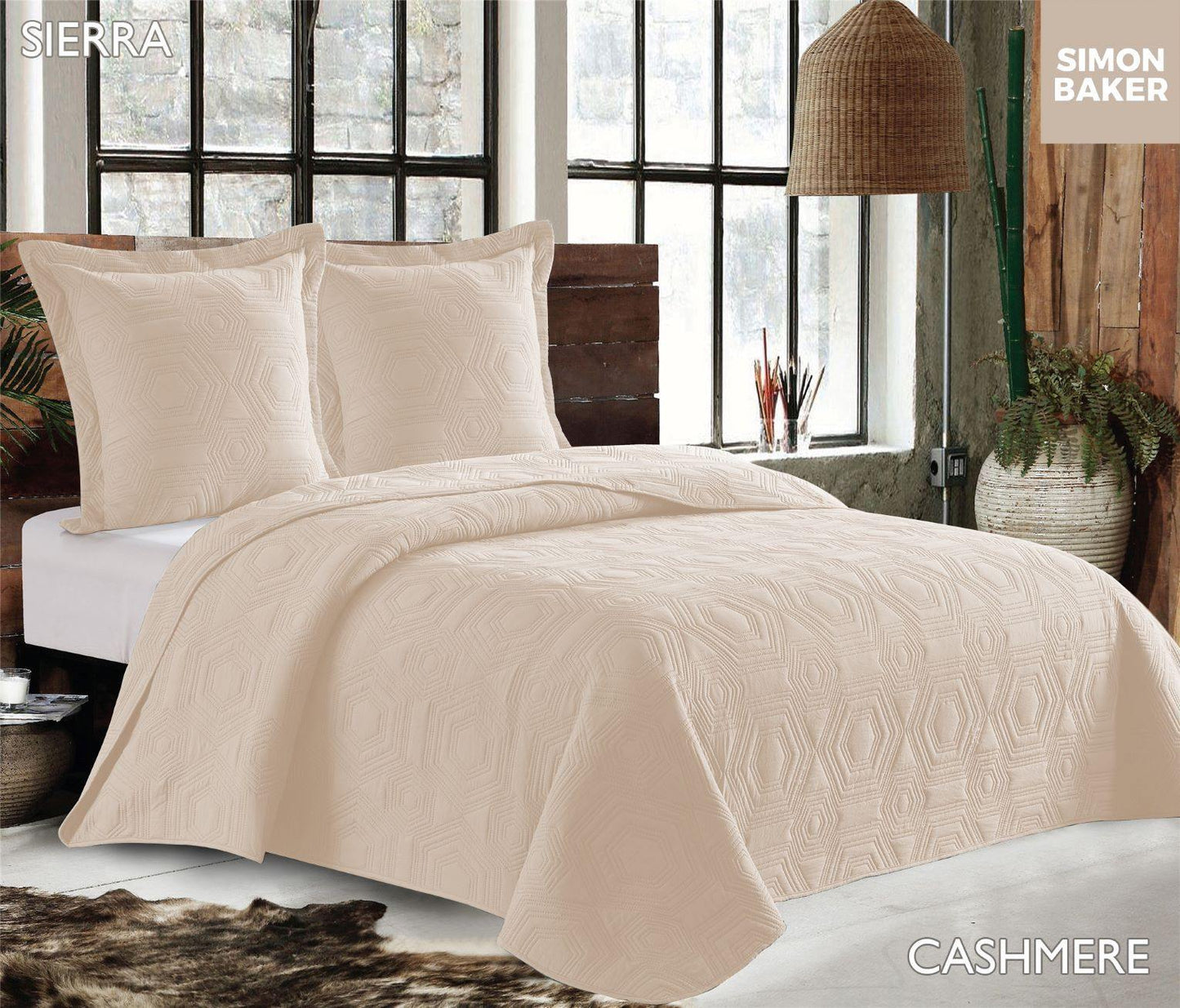 Simon Baker | Sierra Quilted Bedspread Cashmere (Various Sizes)