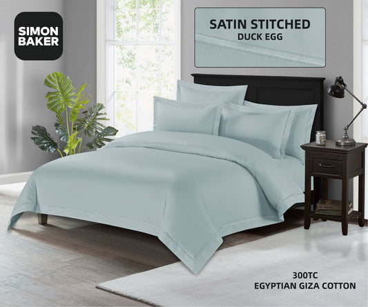 Simon Baker | 300TC 100% Egyptian Cotton FITTED SHEET STANDARD Duck Egg (Various Sizes)