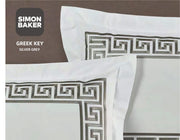 Simon Baker | 400TC Egyptian Cotton Greek Key Embroidery Duvet Cover Set - Silver Grey