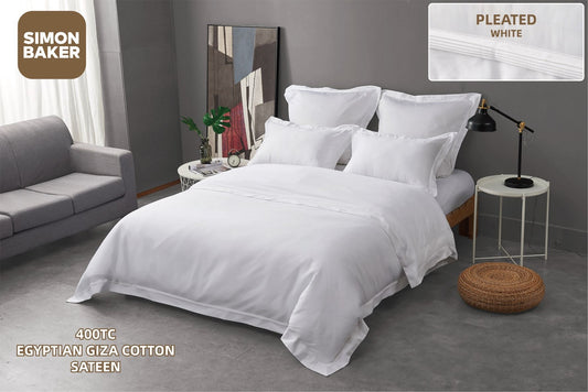 Simon Baker | 400TC Egyptian Giza Cotton Sateen FLAT SHEET XL - White (Various Sizes)