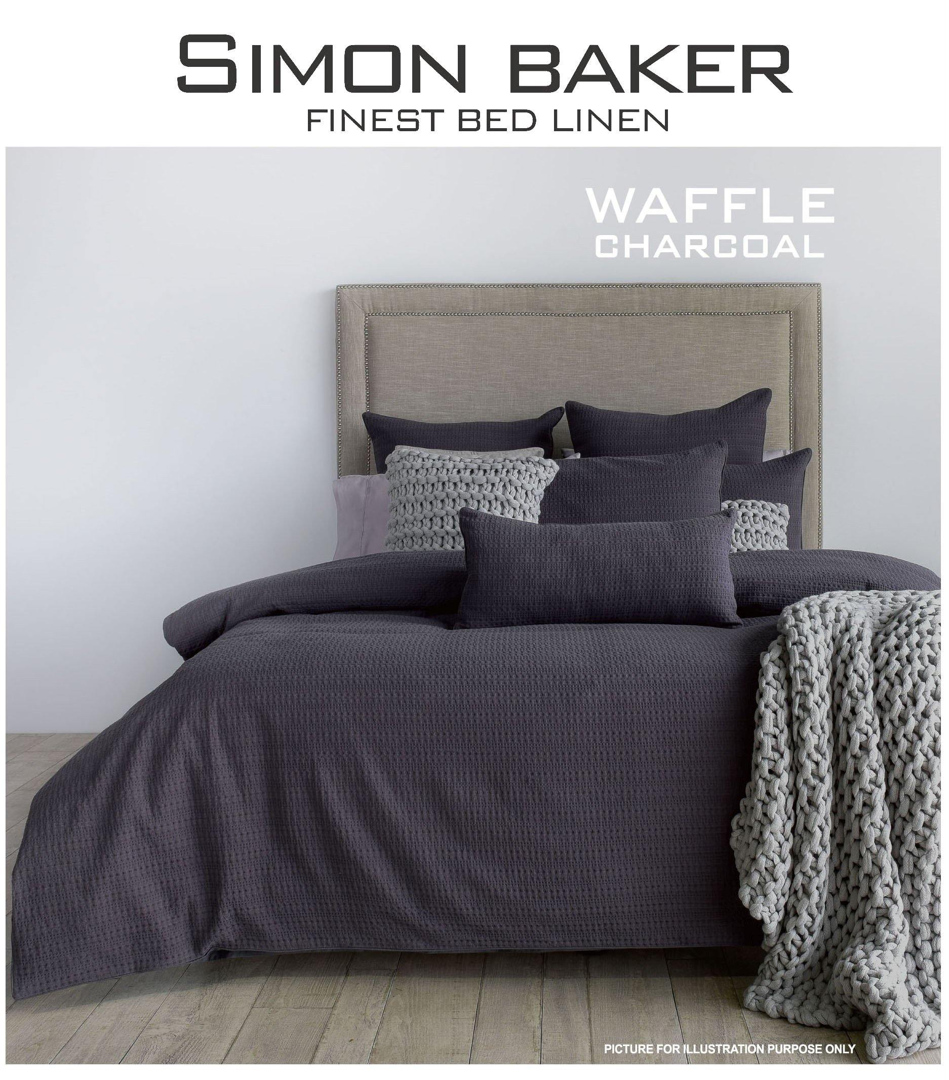 Simon Baker | Waffle Weave Cotton Duvet Cover Set Charcoal (Various Sizes)