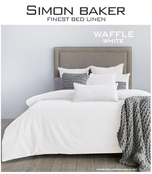 Simon Baker | Waffle Weave Cotton Duvet Cover Set White (Various Sizes)