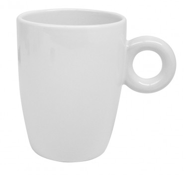 WHITE CAFÉ MUG W/ROUND HANDLE 340ML