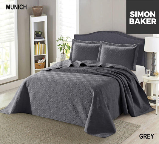 Simon Baker | Munich Bedspread Grey (Various Sizes)