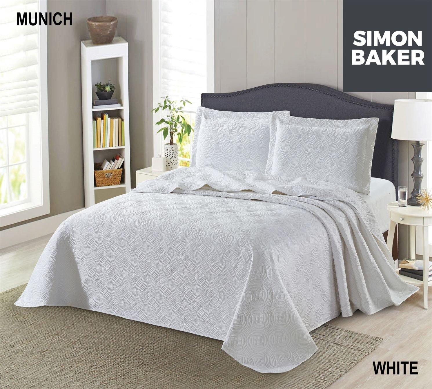 Simon Baker | Munich Bedspread White (Various Sizes)